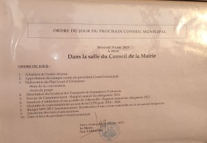 Ordre du jour du Conseil Municipal